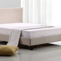 Palermo Double Bed Frame Beige Linen Fabric