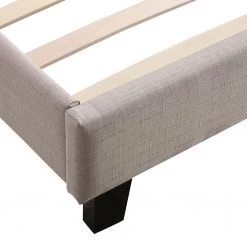 Palermo Queen Bed Frame Beige Linen Fabric Furniture