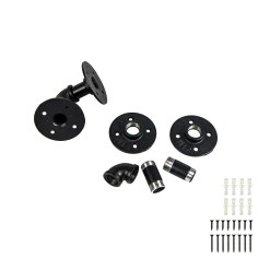 Randy & Travis Machinery Industrial Black Iron Pipe Bracket Wall Mounted Floating Shelf - Set Of 2