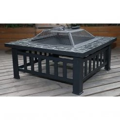 Bariloche 18" Square Metal Fire Pit Outdoor Heater Outdoor & Leisure