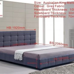 Palermo Furniture King Grey Linen Fabric Deluxe Bed Frame