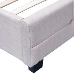 Palermo King Beige Linen Fabric Deluxe Bed Frame Furniture