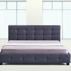 Palermo Furniture King Grey Linen Fabric Deluxe Bed Frame