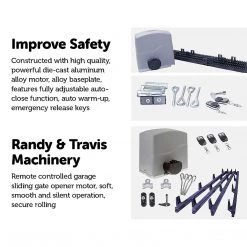 Randy & Travis Machinery 700KG Auto Slide Sliding Gate Opener Automatic W 4m Rail DIY & Renovation