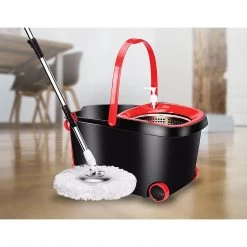 Randy & Travis Machinery Home & Lifestyle Spin Rotating Mop And Bucket Set With Wheels And 4 Microfibre Mop Heads