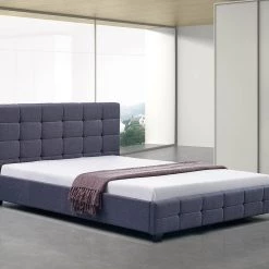 Palermo Double Grey Linen Fabric Deluxe Bed Frame