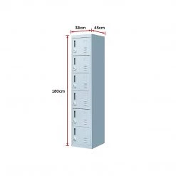 Salvatore Angelotti Furniture Grey 6-Door Locker For Office Gym Shed School Home Storage - 3-Digit Combination Lock
