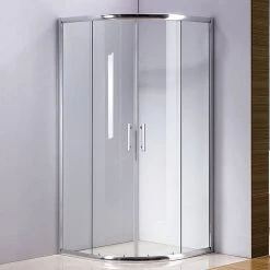 Della Francesca DIY & Renovation 100 X 100cm Rounded Sliding 6mm Curved Shower Screen With Base In Chrome