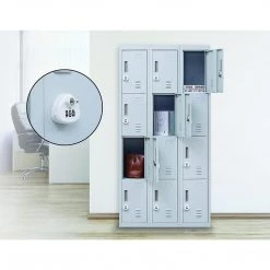Salvatore Angelotti Grey 12-Door Locker For Office Gym Shed School Home Storage - 3-Digit Combination Lock