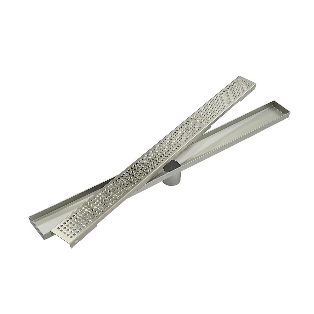 Della Francesca 900mm Bathroom Shower Stainless Steel Grate Drain W/ Centre Outlet Floor Waste