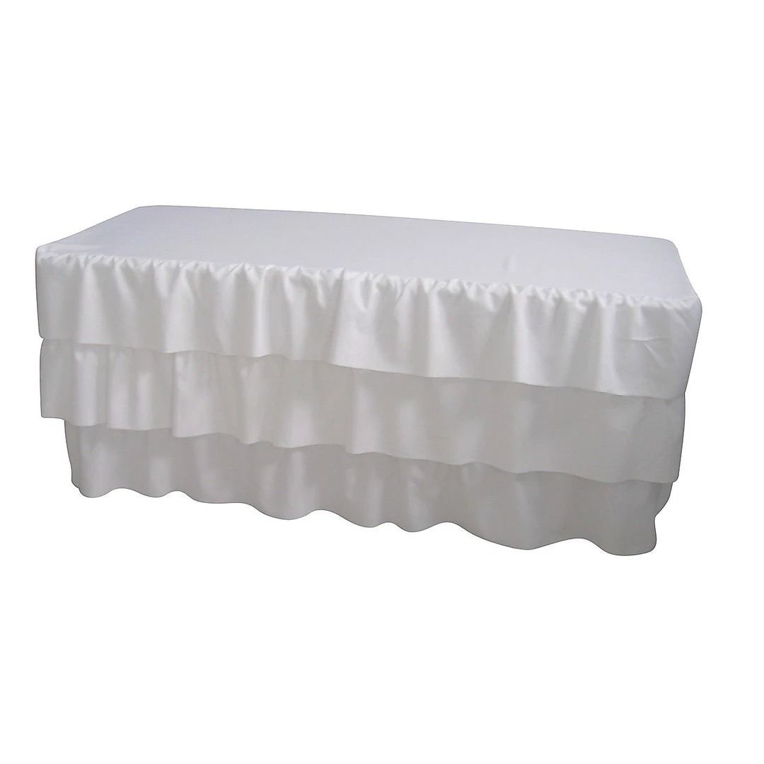 Brienz Home & Lifestyle 6 Foot 3 Tier Pleated White Table Cloth Trestle Cover