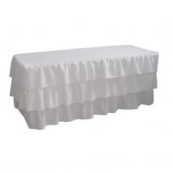 Brienz Home & Lifestyle 6 Foot 3 Tier Pleated White Table Cloth Trestle Cover