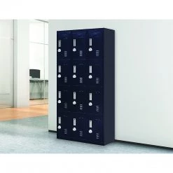 Salvatore Angelotti Black 12-Door Locker For Office Gym Shed School Home Storage - 3-Digit Combination Lock Furniture