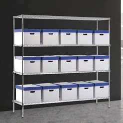 Palermo Furniture Modular Chrome Wire Storage Shelf 180 X 150 X 35cm Steel Shelving