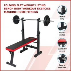 Randy & Travis Machinery Folding Flat Weight Lifting Bench Body Workout Exercise Machine Home Fitness Sports & Fitness