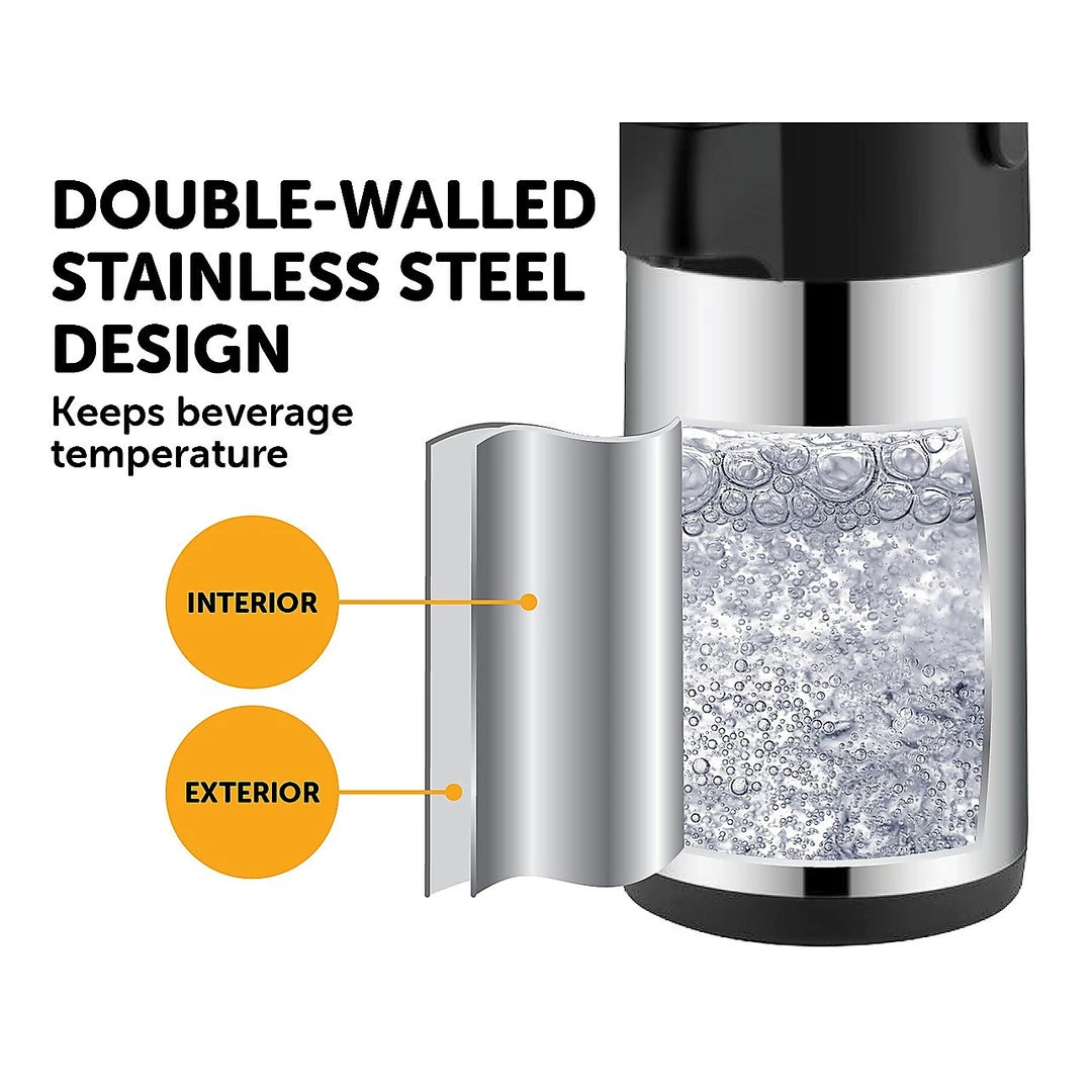 Randy & Travis Machinery Air Pot For Tea Coffee 5L Pump Action Insulated Airpot Flask Drink Dispenser Home & Lifestyle