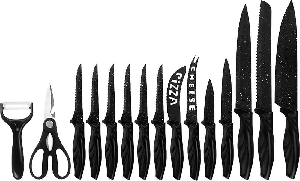 FactoryFast.com.au Kitchen 17 Pc Knife Set W/ Block & Sharpener Chef Bread Steak Knives