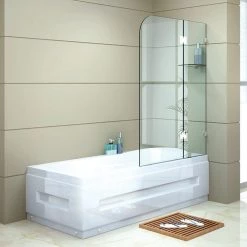 90 X 145cm Frameless Glass Bath Screen By Della Francesca Chrome DIY & Renovation