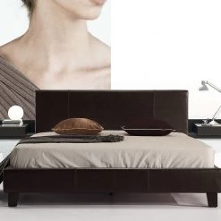 Palermo Furniture Double Bed Frame Brown PU Leather