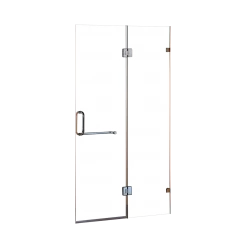 Della Francesca 90 X 200cm Wall To Wall Frameless Shower Screen In Nickel Hardware With Round Handle