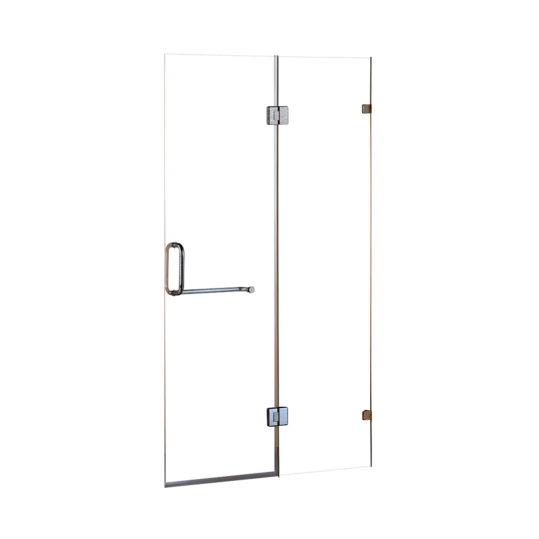 Della Francesca 90 X 200cm Wall To Wall Frameless Shower Screen In Nickel Hardware With Round Handle