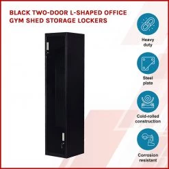 Salvatore Angelotti Furniture Black Two-Door L-shaped Office Gym Shed Storage Locker - Standard Lock With 2 Keys
