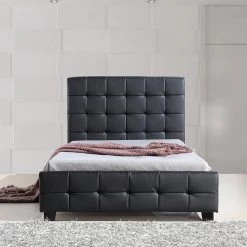 Palermo King Single Black PU Leather Deluxe Bed Frame Furniture