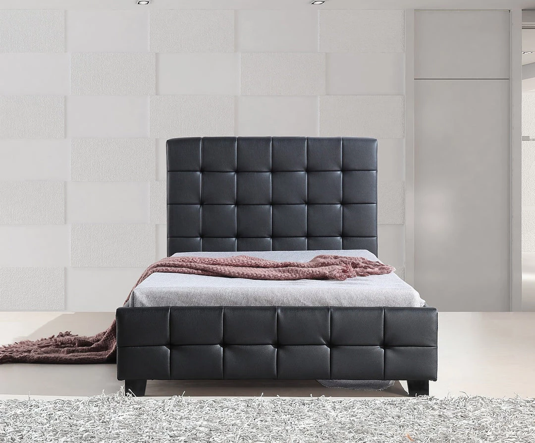 Palermo King Single Black PU Leather Deluxe Bed Frame Furniture