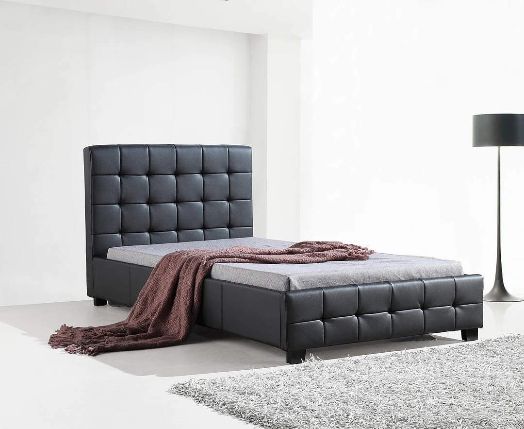 Palermo King Single Black PU Leather Deluxe Bed Frame Furniture