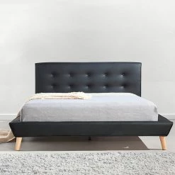 Palermo Double PU Leather Deluxe Bed Frame - Black