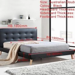 Palermo Double PU Leather Deluxe Bed Frame - Black