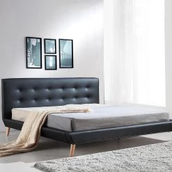 Palermo Furniture King PU Leather Deluxe Bed Frame - Black