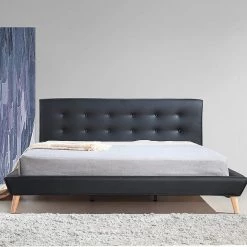 Palermo Furniture King PU Leather Deluxe Bed Frame - Black