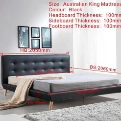 Palermo Furniture King PU Leather Deluxe Bed Frame - Black