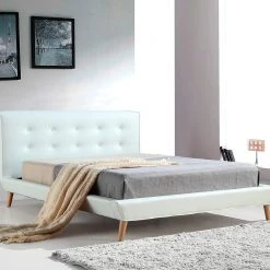 Palermo Double PU Leather Deluxe Bed Frame - White