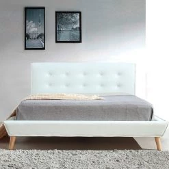 Palermo Double PU Leather Deluxe Bed Frame - White