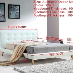 Palermo Queen PU Leather Deluxe Bed Frame - White Furniture