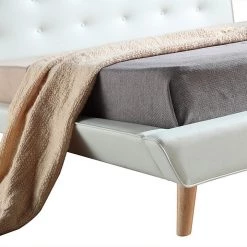 Palermo King PU Leather Deluxe Bed Frame - White Furniture