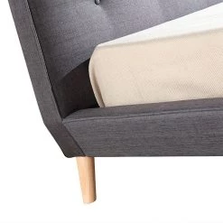 Palermo King Linen Fabric Bed With Button Tufted Headboard - Grey