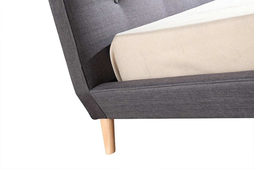 Palermo King Linen Fabric Bed With Button Tufted Headboard - Grey