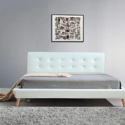 Palermo King PU Leather Deluxe Bed Frame - White Furniture
