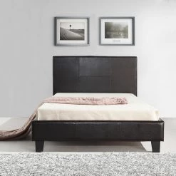 Palermo King Single Bed Frame Brown PU Leather