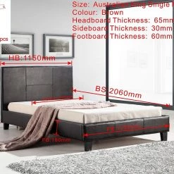 Palermo King Single Bed Frame Brown PU Leather