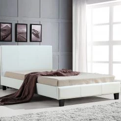 Palermo King Single Bed Frame White PU Leather