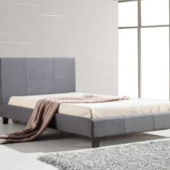Palermo King Single Bed Frame Grey Linen Fabric Furniture