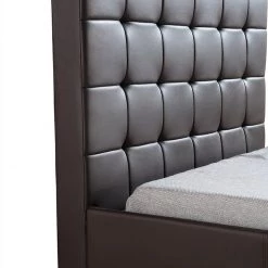 Palermo King Single Brown PU Leather Deluxe Bed Frame
