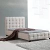 Palermo King Single Beige Linen Fabric Deluxe Bed Frame Furniture