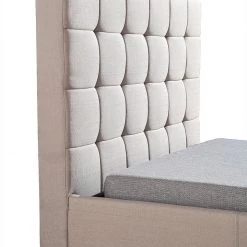 Palermo King Single Beige Linen Fabric Deluxe Bed Frame Furniture