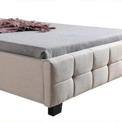 Palermo King Single Beige Linen Fabric Deluxe Bed Frame Furniture