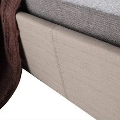 Palermo King Single Beige Linen Fabric Deluxe Bed Frame Furniture